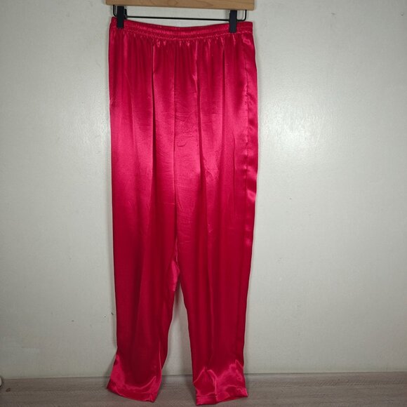 Vintage Victorias Secret Pajama Set Hot Pink Magenta Satin Blazer & Pants Size S - Picture 8 of 8